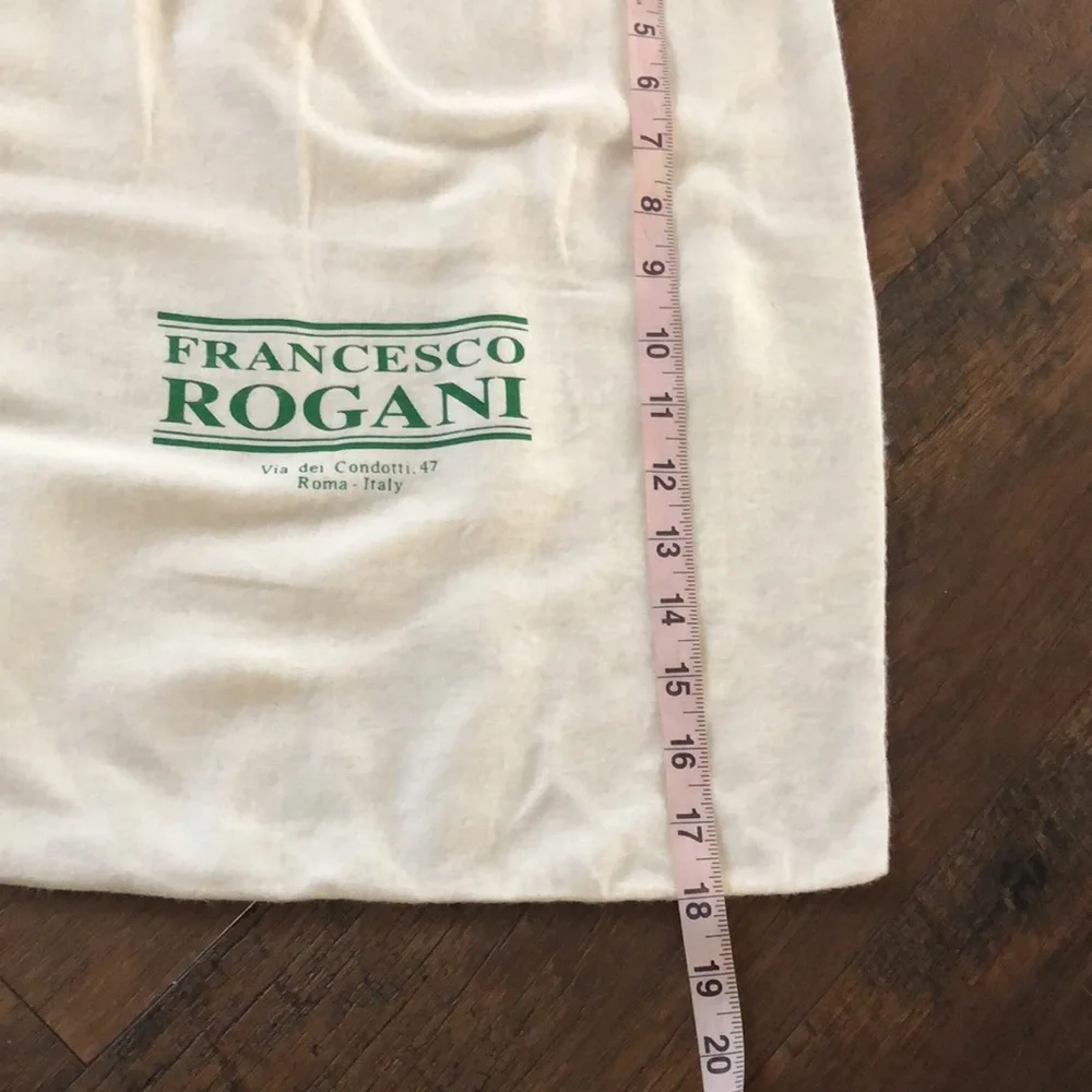 Vintage FRANCESCO ROGANI cream green drawstring purse tote dust bag trav…